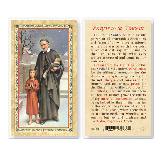 Prayer to St. Vincent de Paul Gold-Stamped Laminated Holy Card Pack of 25