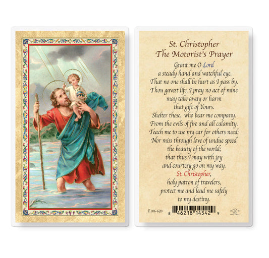 St. Christopher Motorist Prayer Gold-Stamped Holy Card Pack of 25