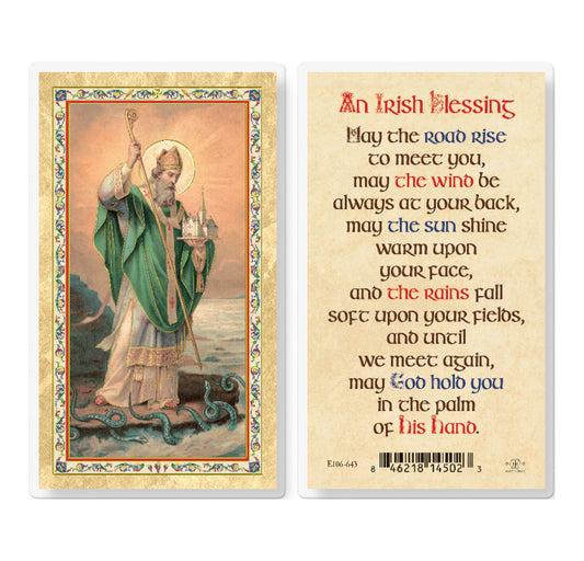 St. Patrick Gold-Stamped Laminated Catholic Prayer Card Pack of 25
