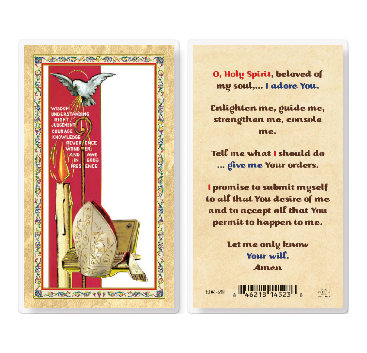 Confirmation - O Holy Spirit Gold-Stamped Catholic Holy Card