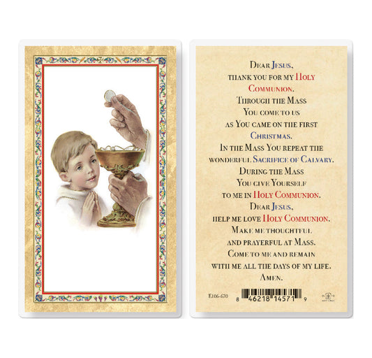 Communion Boy - Popular Prayer Gold-Stamped Holy Card Pack