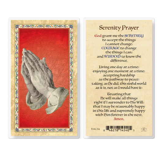 Serenity Prayer Gold-Stamped Laminated Holy Card Pack of 25
