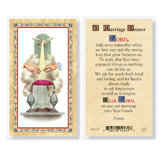 Marriage Prayer Wedding Symbol Gold-Stamped Holy Card Pack of 25