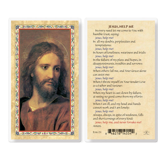Jesus Help Me - Head of Christ Gold-Stamped Holy Cards Pack of 25
