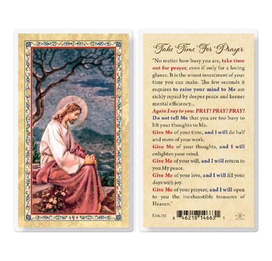 Take Time for Prayer Gold-Stamped Laminated Catholic Cards