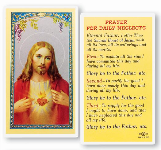 Prayer for Daily Neglects Laminated Holy Card Pack of 25