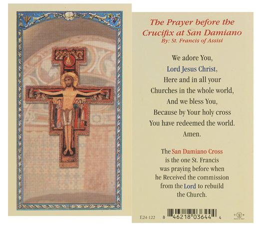 Crucifix at San Damiano Laminated Catholic Prayer Holy Card