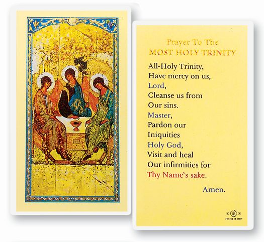 Holy Trinity Laminated Catholic Prayer Holy Card Pack of 25