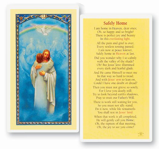 Safely Home Laminated Catholic Prayer Holy Card with Prayer on Back, Pack of 25
