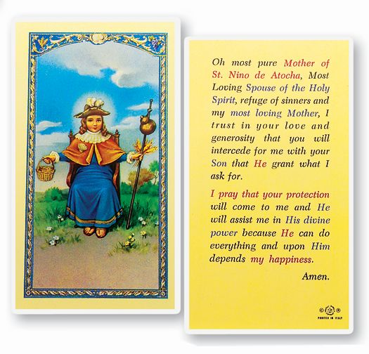 Saint Nino of Atocha Laminated Catholic Prayer Holy Card
