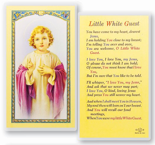 Little White Guest Laminated Catholic Prayer Holy Card Pack of 25