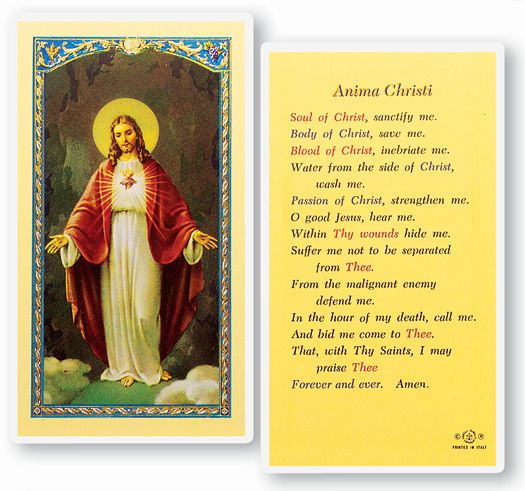 Anima Christi Laminated Catholic Prayer Holy Card Pack of 25