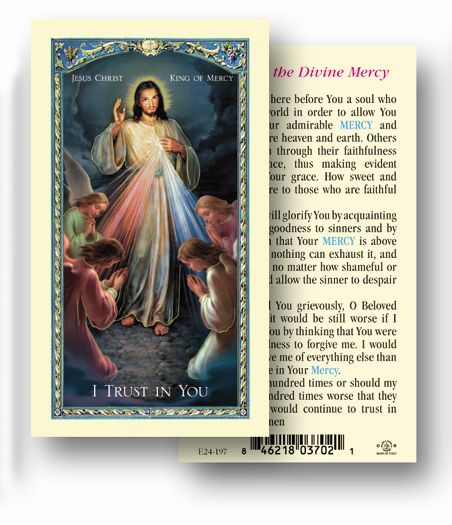 Jesus Christ King of Mercy Laminated Catholic Prayer Card Pack of 25