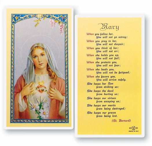 Mary When You Follow Her Laminated Catholic Prayer Holy Card with Prayer on Back, Pack of 25