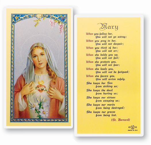 Mary When You Follow Her Laminated Catholic Prayer Card Pack of 25