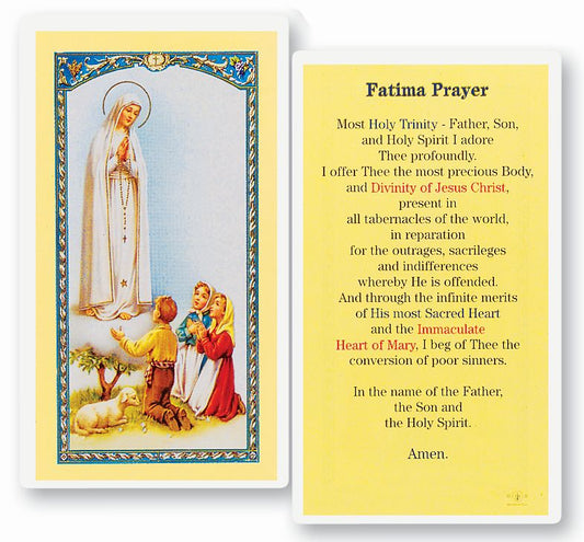 Our Lady of Fatima Laminated Catholic Prayer Holy Card Pack of 25