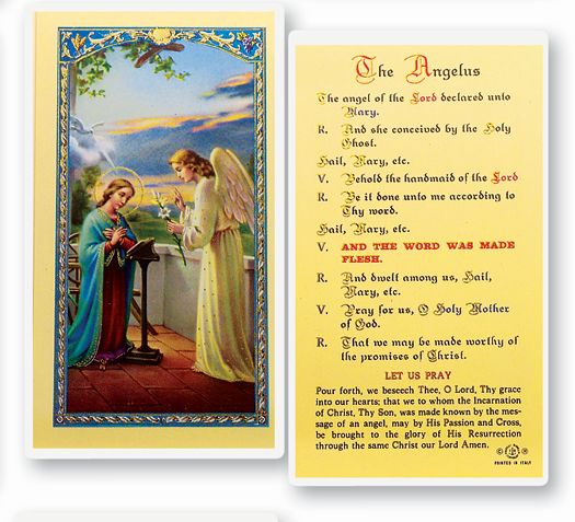 Angelus Prayer Laminated Catholic Holy Card Pack of 25