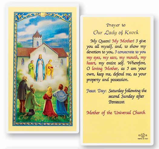 Our Lady of Knock Laminated Catholic Prayer Holy Card Pack of 25