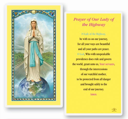Our Lady of the Highway Laminated Catholic Prayer Holy Card Pack of 25