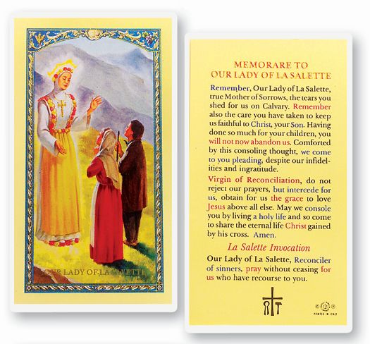 Our Lady of La Salette Laminated Catholic Prayer Holy Card Pack of 25