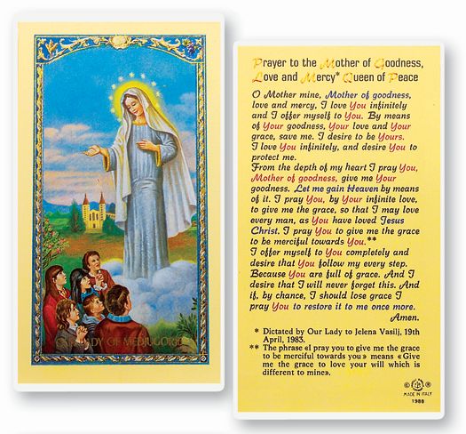 Our Lady of Medjugorje Laminated Catholic Prayer Holy Card Pack of 25