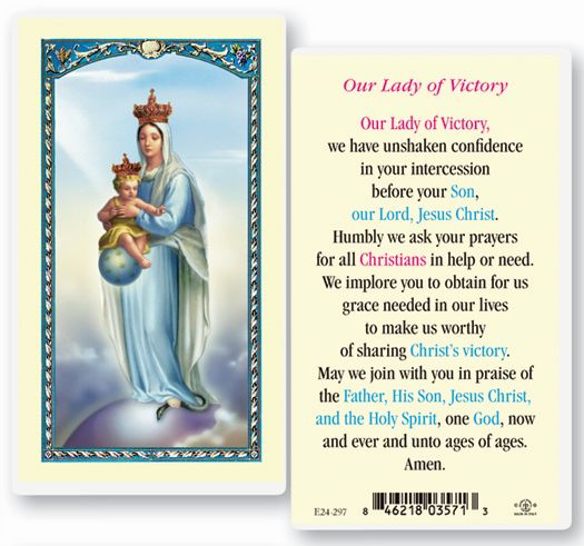 Our Lady of Victory Laminated Catholic Prayer Holy Card Pack of 25