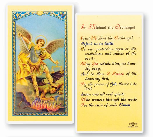 Saint Michael Laminated Catholic Prayer Holy Card Pack of 25