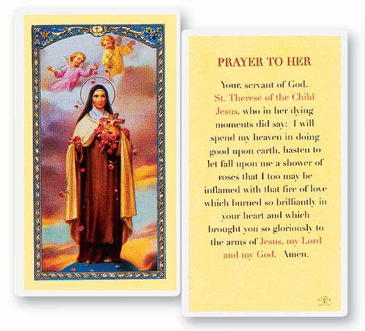 Saint Therese Prayer to Her Laminated Catholic Holy Card, Pack of 25