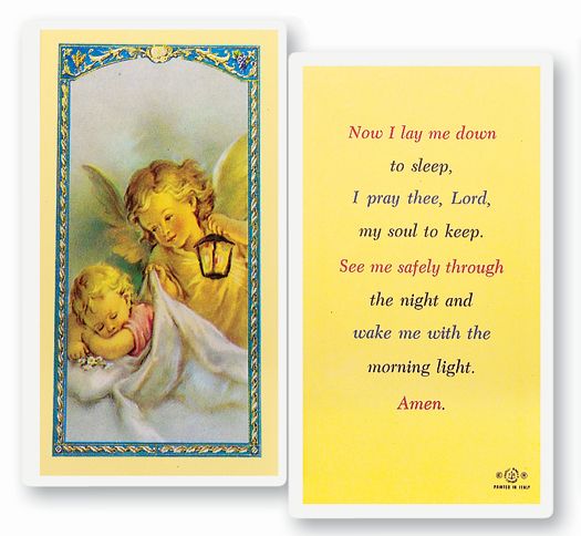 Now I Lay Me Down to Sleep Laminated Catholic Prayer Card Pack of 25