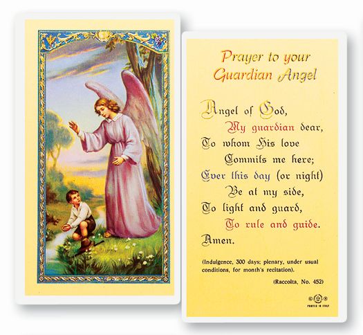 Guardian Angel Boy Laminated Catholic Prayer Holy Card Pack of 25