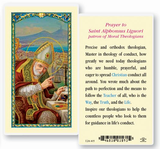 Saint Alphonsus Laminated Catholic Prayer Holy Card Pack of 25