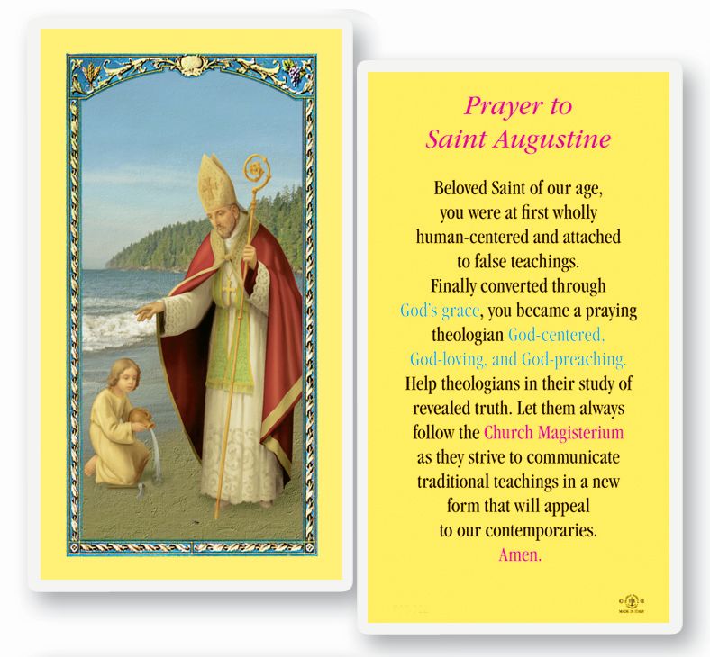 Saint Augustine Laminated Catholic Prayer Holy Card Pack of 25