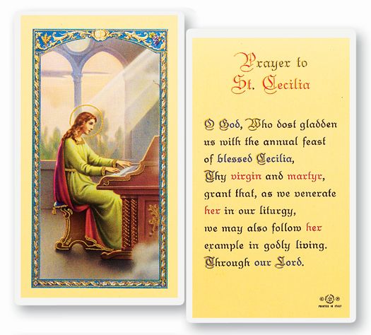 Saint Cecilia Laminated Catholic Prayer Holy Card Pack of 25