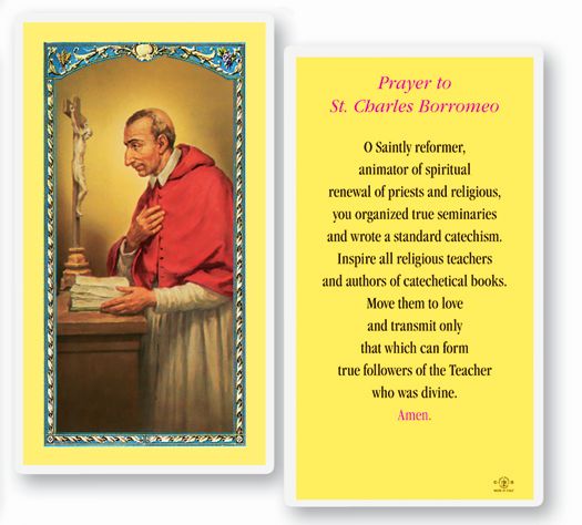 Saint Charles Prayer Laminated Catholic Holy Card Pack of 25