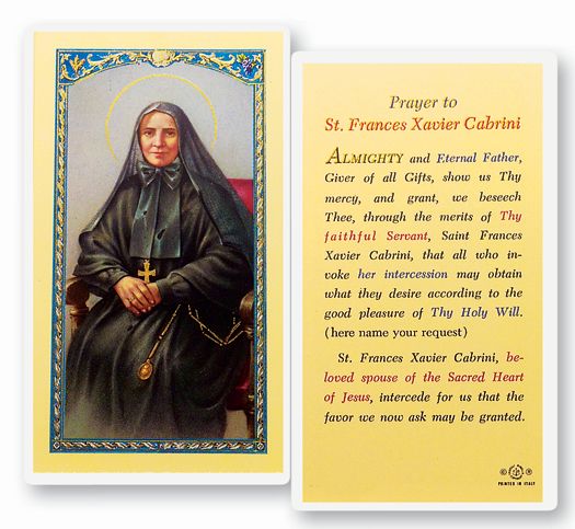 Saint Frances Cabrini Laminated Catholic Prayer Holy Card Pack of 25