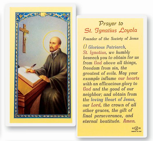 Saint Ignatius of Loyola Laminated Catholic Prayer Holy Card Pack of 25