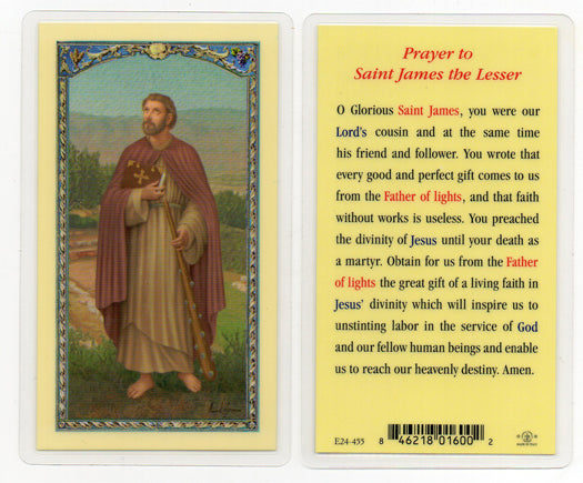 Saint James the Lesser Catholic Prayer Holy Card Pack of 25