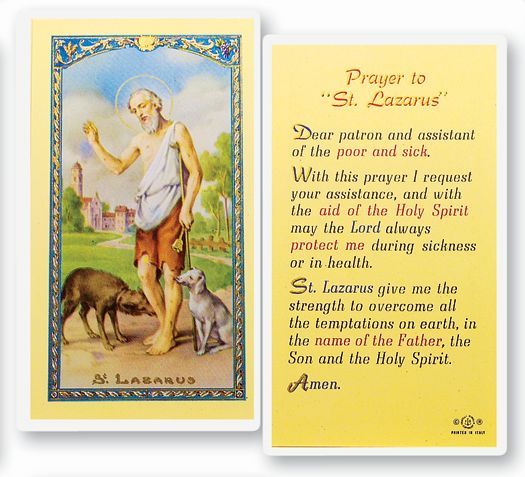 Saint Lazarus Laminated Catholic Prayer Holy Card Pack of 25