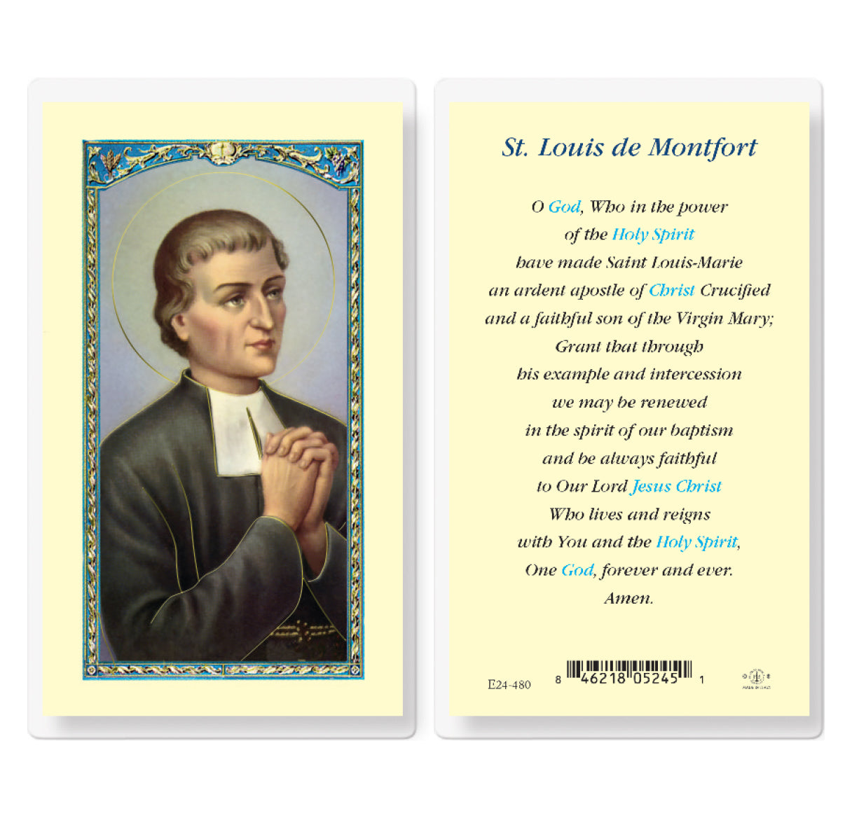 Saint Louis De Montfort Laminated Catholic Prayer Holy Card Pack of 25