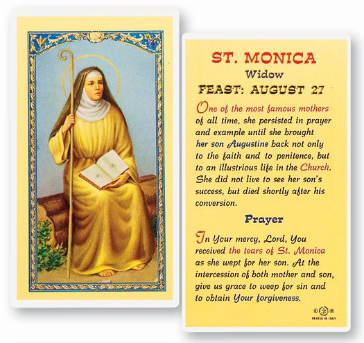 Saint Monica Laminated Catholic Prayer Holy Card with Prayer on Back, Pack of 25