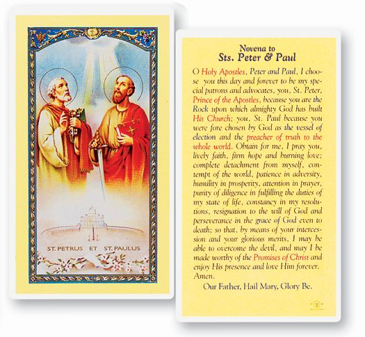 Saints Peter and Paul Laminated Catholic Prayer Holy Card Pack of 25