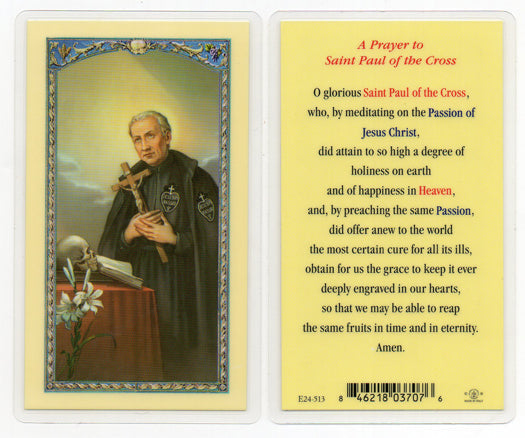 Saint Paul of the Cross Laminated Catholic Prayer Holy Card Pack of 25