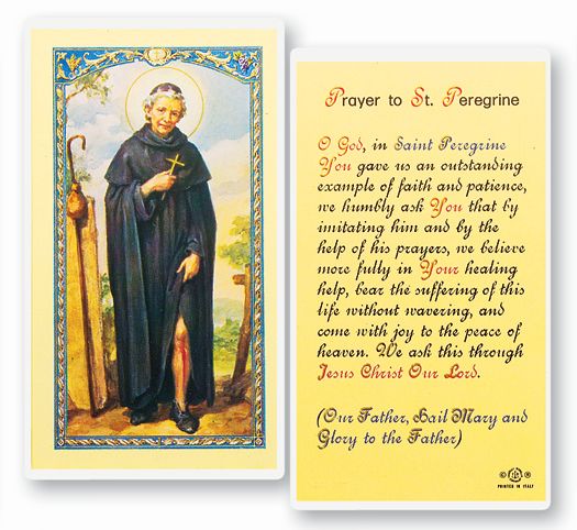 Saint Peregrine Laminated Catholic Prayer Holy Card Pack of 25