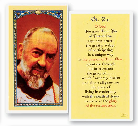 Saint Pio of Pietrelcina Laminated Catholic Prayer Holy Card Pack of 25