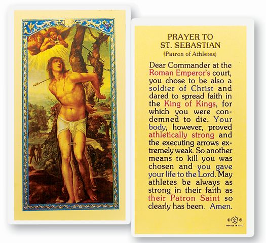 Saint Sebastian Athletes Prayer Laminated Catholic Holy Card Pack of 25
