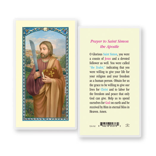 Saint Simon Laminated Catholic Prayer Holy Card Pack of 25