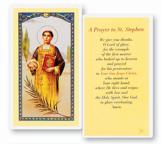 Saint Stephen Laminated Catholic Prayer Holy Card Pack of 25