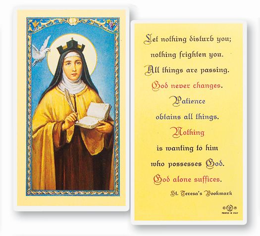 Saint Teresa of Avila Laminated Catholic Prayer Holy Card Pack of 25