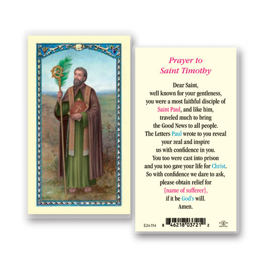 Saint Timothy Laminated Catholic Prayer Holy Card Pack of 25