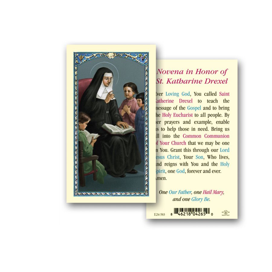 Saint Katharine Drexel Laminated Catholic Prayer Holy Card